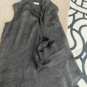 New York & Company Black and White Textured Blouse